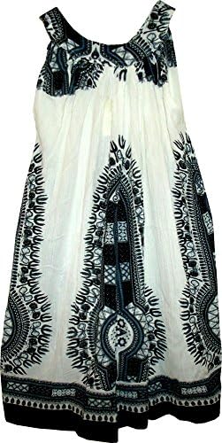 Authentic Traditional African Print Short Sundress In Arctic White - 8 Colors