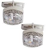 Silver Cuff Links Pair Zircon Stone   Gift for Men silver graphics
