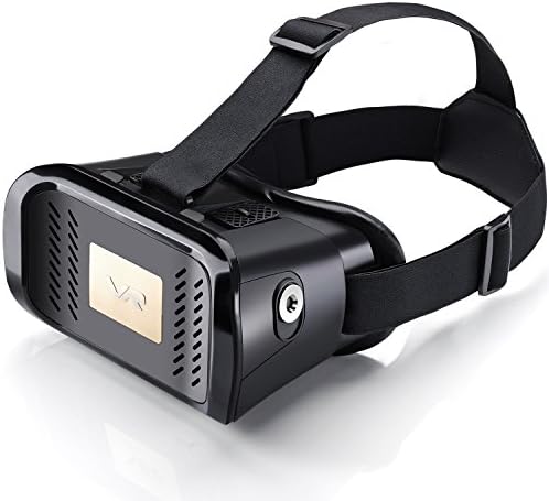 2016 Newest Version Google Cardboard 3D VR Virtual Reality Glasses Headset for Cellphone W Adjustable Head Band Strap for 3.5 to 6.0 Inches Smartphones [IMAX 3D Movies / Immersive VR Gaming] (black)