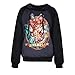 Ninimour- Fashion Digital Print Black Long Sleeve Hooded Sweater (mermaid)