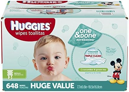 HUGGIES One &amp; Done Refreshing Baby Wipes Refills, Cucumber and Green Tea, 648 Count