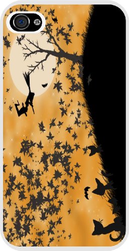 Rikki KnightTM Halloween Witch Silhouette on Orange White Hard Case Cover for Apple iPhone® 4 & 4s Universal: Verizon - Sprint - AT&T - Unisex - Ideal Gift for all occassions!