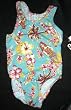 Girls 1 PC T-Back Seafoam Tropical