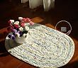 Shabby Chic Ruffed/Quilted Bath Rug/Mat-Blue