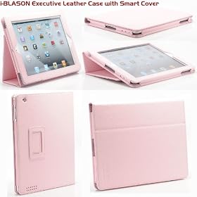 i-BLASON Premium Leather Portfolio Pink Smart Case Cover Stand with Auto On Off for Apple iPad 2... by