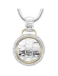 Sterling Silver and 14K Yellow Gold Diamond Pendant with Chain -- LIFETIME WARRANTY