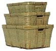 Natural Hand Woven Split Bamboo Nested Rectangle Baskets Set of Three - Large=19" x 14" x 9.5"