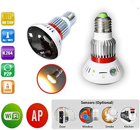 LED Mirror HD720P WiFi Bulb P2P IP Network Camera with White Light Home Hidden Security Camera Back to School Special