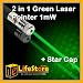1mW 2 in 1 Green Laser Pointer Pen with Star Cap Special Pattern Beam Star UK
