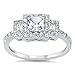 Oxford Diamond Co Princess Cut Cubic Zirconia .925 Sterling Silver Ring Sizes 4-12