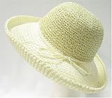 Womens Two Tone Raffia Straw Hat for Beach Sun Church Wedding
