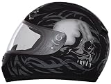 Daytona Shadow Flat Black Skulls Full Face DOT Motorcycle Helmet (Medium)
