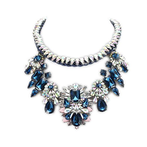 Fit&Wit Rhinestone Crystal Resin Statement Fashion Chain Multilayered Necklace