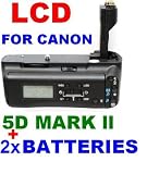 NEEWER® Professional Grade LCD Battery Pack / Vertical Grip for Canon EOS 5D Mark II - Capacity to Hold 2 LP-E6 or 6 AA Batteries - 2 LP-E6 Batteries Included!