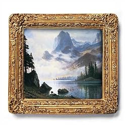 Mountain Out of Mist - Gold Frame Magnet with pop-out easel (2-3/4" x 2-1/2")