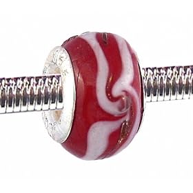 Pandora Style Charm Bead (Z39) Murano Lampwork Glass (12mm x 8mm) (fits Troll too)