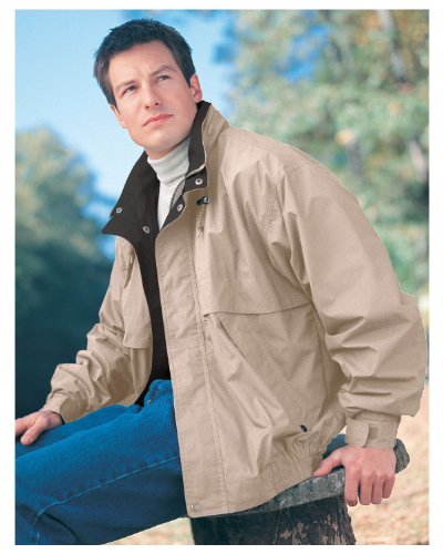 Tri-Mountain Men's Big and Tall Water Resistant Hooded Poplin Jacket, KHAKI / BLACK / KHAKI, Large Tri-Mountain Men's Big and Tall Water Resistant Hooded Poplin Jacket, KHAKI / BLACK / KHAKI, Large