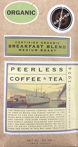 10oz Organic Breakfast Blend, Medium Roast, Ground Coffee by Peerless Coffee & Tea, Pack of 1