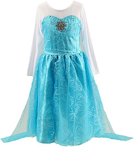 FUYI Girl's Frozen Princess Dress Costume (XX-Large/150, Style3-Light-blue)