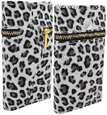 iviva presents Nokia Lumia 635/630 Flip [zipper Wallet case] PU Leather Credit Card Holder Flip Case Cover + A Clear Screen Protector + A Stylus Pen (White Leopard)
