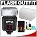 Bower SFD926P Digital Autofocus Power Zoom P-TTL Flash + Sto-Fen Diffuser + Batteries + Cleaning Kit for Pentax K20D K200D K2000 K10D K100D K110D Digital SLR Cameras