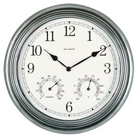 Chaney Instrument 14-Inch Pewter Clock Thermometer Hygrometer by Chaney Instruments