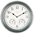 Chaney Instrument 14-Inch Pewter Clock/Thermometer/Hygrometer