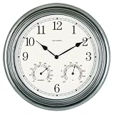 Chaney Instrument 14-Inch Pewter Clock/Thermometer/Hygrometer