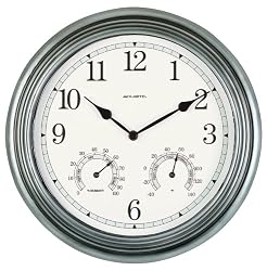 Chaney Instrument 14-Inch Pewter Clock/Thermometer/Hygrometer