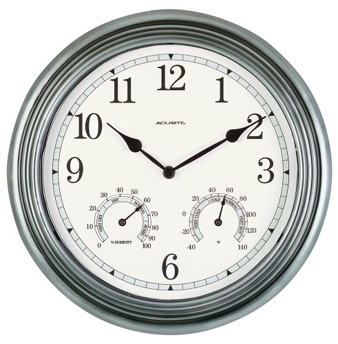 Chaney Instrument 14-Inch Pewter Clock/Thermometer/Hygrometer