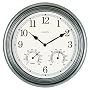 Chaney Instrument 14-Inch Pewter Clock/Thermometer/Hygrometer