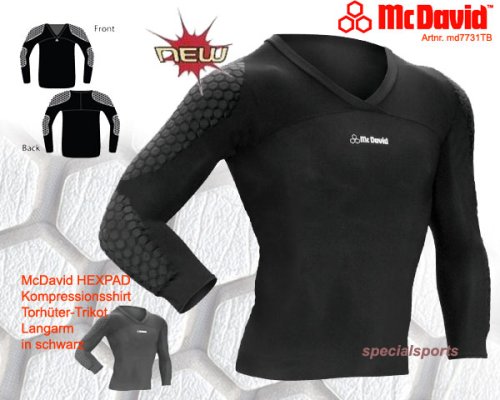 McDavid HEXPAD Kompressionsshirt Torhüter-Trikot, Langarm 7731, schwarz