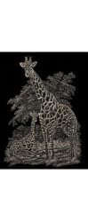 Copper Foil Engraving Art 8X10-Giraffe & Baby