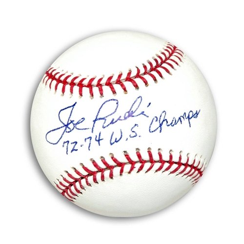 Joe Rudi Autographed/Hand Signed MLB Baseball Inscribed ''72-74 WS Champs''