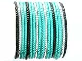 Beachcombers! Ethnic Glass Indian Bangles Belly Dance Bracelets Set Turquoise Black Silver
