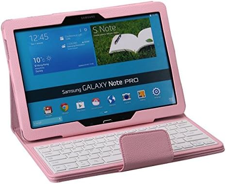 Portable Keyboard For amsung Galaxy Note PRO &amp; Tab PRO 12.2 Case - Wireless Bluetooth Keyboard with Cover for Galaxy NotePRO &amp; TabPRO 12.2 Android Tablet SM-T900 SM-P900 SM-P901 SM-P905 (Pink)