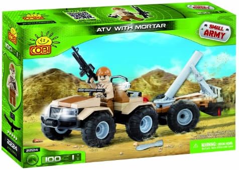 Small Army,atv with Mortar Desert Camouflage, Building Bricks By Cobi