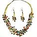 Gold Tone Colored Beads Multi Strand Necklace and title=