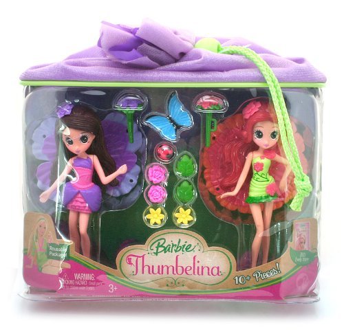 5164SmoGr%2BL Barbie Thumbelina Janessa & Chrysella Fairy Mini Doll Playset