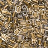 Miyuki 4mm Glass Cube Beads Metallic Gold Lined Crystal #234 10 Grams