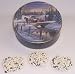 Scott's Cakes 1 lb. Dark Chocolate Covered Pretzel with White Chocolate Chips in a Sleigh Ride Tin