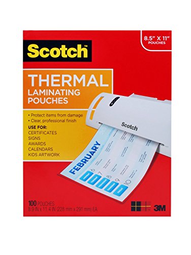 Scotch-Thermal-Laminating-Pouches-89-x-114-Inches-3-mil-100-Pack-TP3854-100 Scotch-Thermal-Laminating-Pouches-89-x-114-Inches-3-mil-100-Pack-TP3854-100