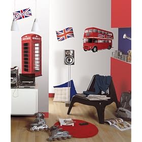 London Bus Red Telephone Box Giant Wall Stickers