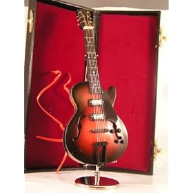 Miniature Collectible Electric Guitar with Case & Stand