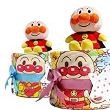 アンパンマン１段ミニおむつケーキ　パンパースパンツＬサイズ　ピンク　【ジャムおじさん】