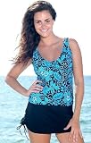 Beach Belle® Fun Floral V Neck Tankini Top - Women's Swimsuit Plus Size Swimsuit