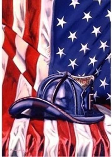 Fireman Hat Patriotic Garden Flag