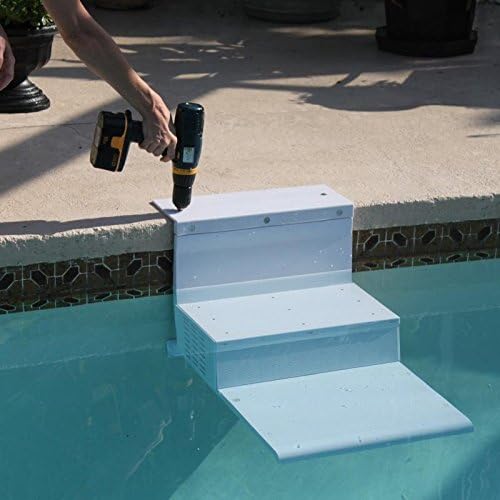 Dog Steps for Pool - PawsAboard PoolPup Steps for Pets in White - 28" x 18" x 21"