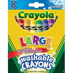 Binney and Smith Large Washable Crayons, Assorted Colors, Box of 8 by Binney & Smith