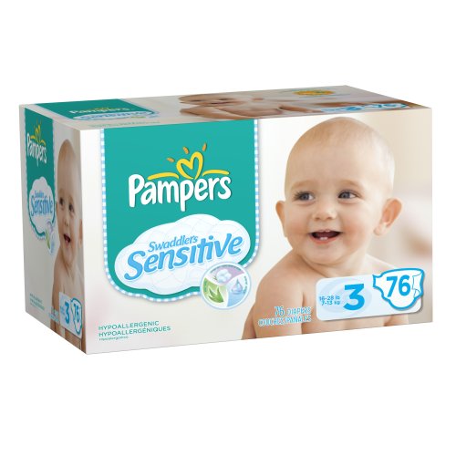 Pampers Swaddlers Sensitive Diapers, Super Pack, Size 3, 76 Count